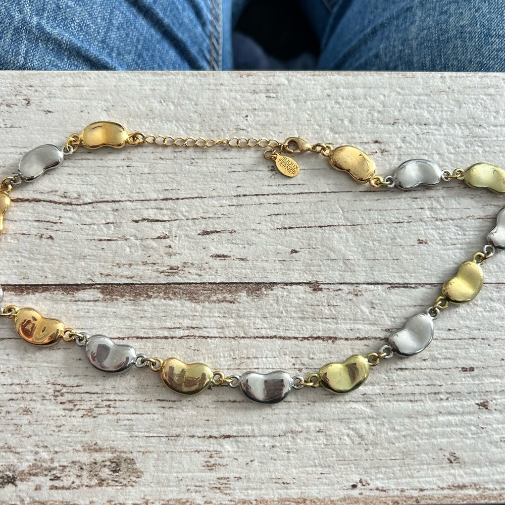 BIJOUX TERNER: Two-Tone Gold & Silver Bean Link Necklace - Women’s Jewelry